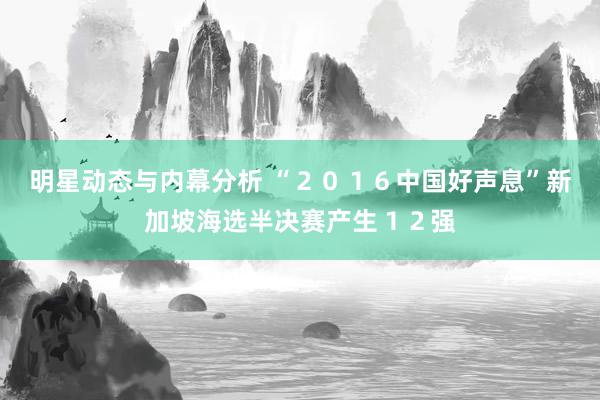 明星动态与内幕分析 “２０１６中国好声息”新加坡海选半决赛产生１２强