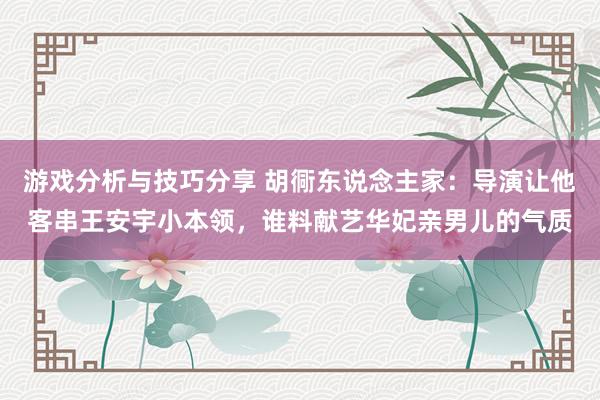 游戏分析与技巧分享 胡衕东说念主家：导演让他客串王安宇小本领，谁料献艺华妃亲男儿的气质