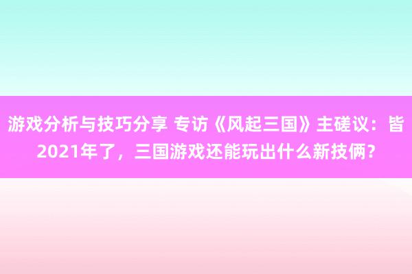 游戏分析与技巧分享 专访《风起三国》主磋议：皆2021年了，三国游戏还能玩出什么新技俩？