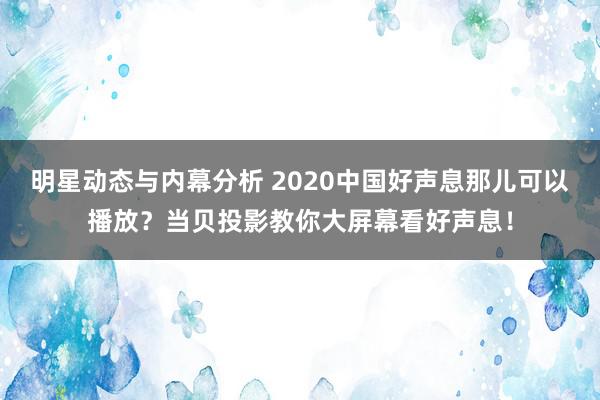 明星动态与内幕分析 2020中国好声息那儿可以播放？当贝投影教你大屏幕看好声息！