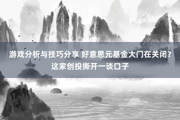 游戏分析与技巧分享 好意思元基金大门在关闭？这家创投撕开一谈口子