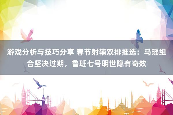 游戏分析与技巧分享 春节射辅双排推选：马瑶组合坚决过期，鲁班七号明世隐有奇效