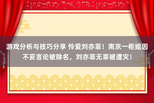 游戏分析与技巧分享 怜爱刘亦菲！南京一柜姐因不妥言论被除名，刘亦菲无辜被遭灾！