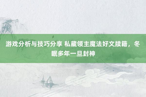 游戏分析与技巧分享 私藏领主魔法好文牍籍，冬眠多年一旦封神