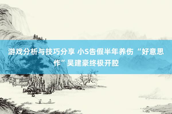 游戏分析与技巧分享 小S告假半年养伤 “好意思作”吴建豪终极开腔