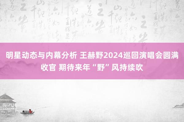 明星动态与内幕分析 王赫野2024巡回演唱会圆满收官 期待来年“野”风持续吹