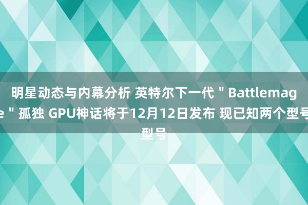 明星动态与内幕分析 英特尔下一代＂Battlemage＂孤独 GPU神话将于12月12日发布 现已知两个型号